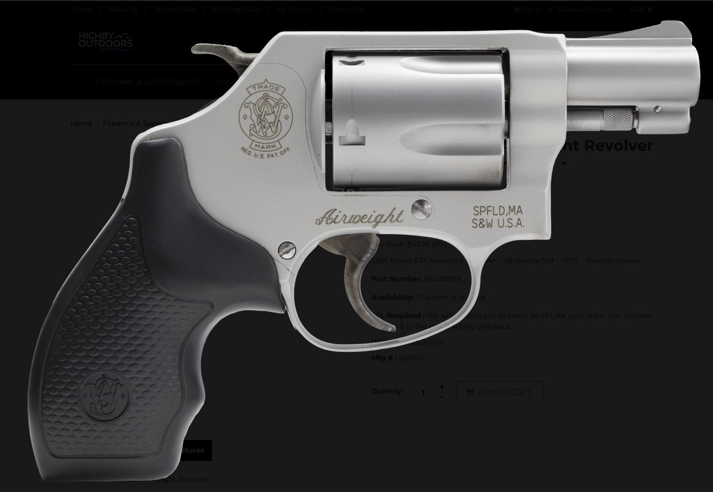 S&W Airweight hero shot