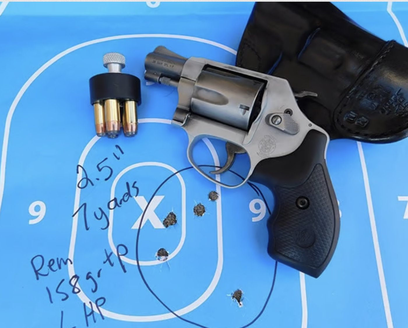 S&W Airweight with target and bullets