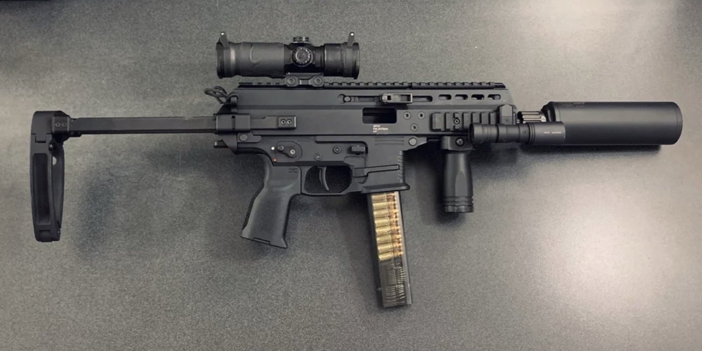 B&T APC9 Pro top-down with extended mag