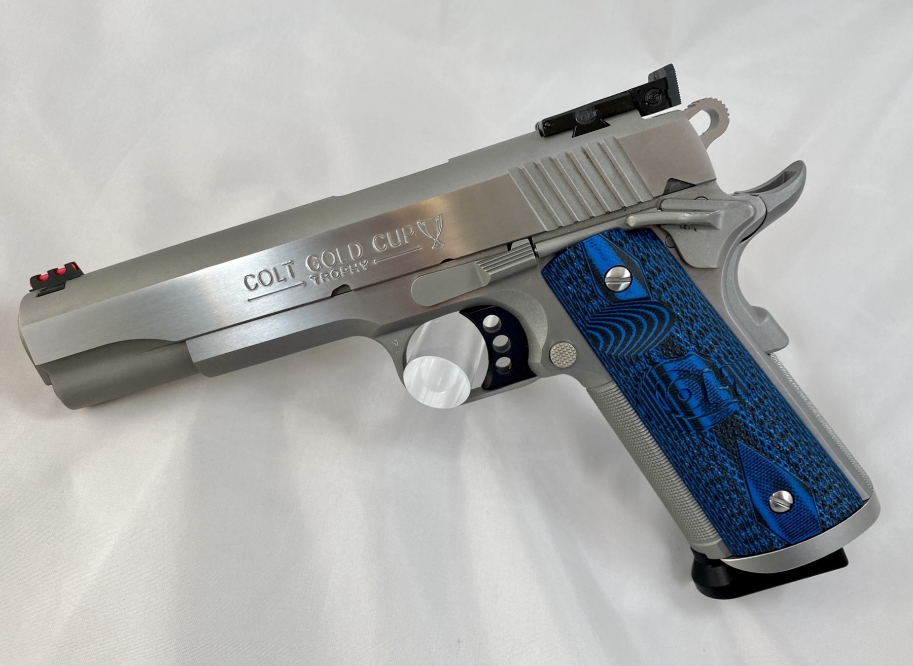 Colt Gold Cup Trophy with blue G10 grips