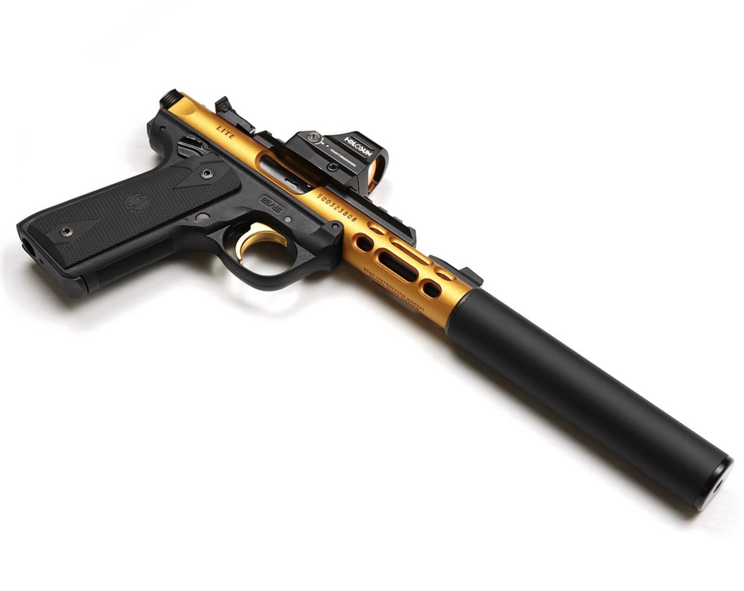 Ruger Mark IV Lite gold 3/4 angle